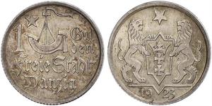 1 Gulden 但澤自由市 (1920 - 1939) 銀 