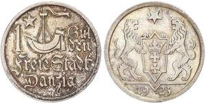 1 Gulden 但澤自由市 (1920 - 1939) 銀 