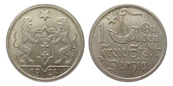 1 Gulden 但澤自由市 (1920 - 1939) 銀 