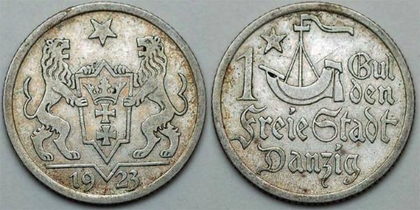 1 Gulden 但澤自由市 (1920 - 1939) 銀 