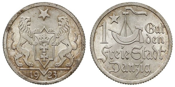 1 Gulden 但澤自由市 (1920 - 1939) 銀 