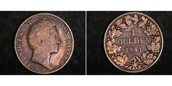 1 Gulden 巴伐利亞王國 (1806 - 1918) 銀 路德维希一世 (巴伐利亚)