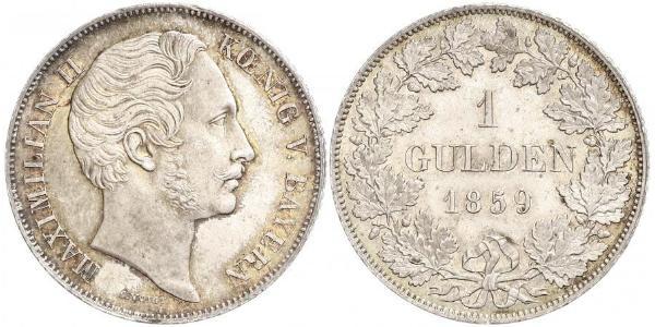 1 Gulden 巴伐利亞王國 (1806 - 1918) 銀 马克西米利安二世 (巴伐利亚国王)