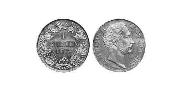 1 Gulden 巴伐利亞王國 (1806 - 1918) 銀 马克西米利安二世 (巴伐利亚国王)