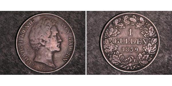 1 Gulden 巴伐利亞王國 (1806 - 1918) 銀 路德维希一世 (巴伐利亚)