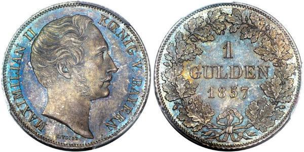 1 Gulden 巴伐利亞王國 (1806 - 1918) 銀 马克西米利安二世 (巴伐利亚国王)