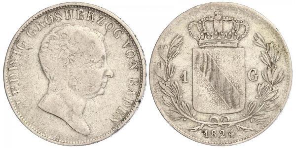 1 Gulden 巴登大公國 (1806 - 1918) 銀 路德维希一世 (巴登)