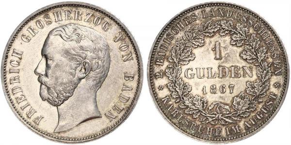 1 Gulden 巴登大公國 (1806 - 1918) 銀 弗里德里希一世 (巴登)