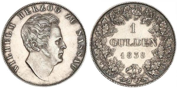 1 Gulden 拿骚公国 (1806 - 1866) 銀 威廉 (拿騷公爵)