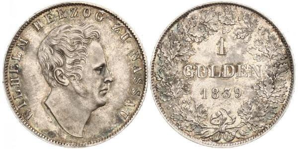1 Gulden 拿骚公国 (1806 - 1866) 銀 威廉 (拿騷公爵)