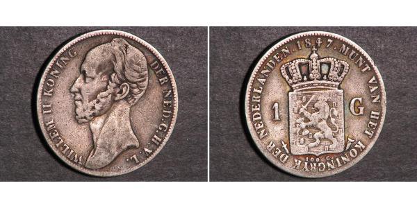1 Gulden 荷兰王国 銀 威廉二世 (尼德兰)