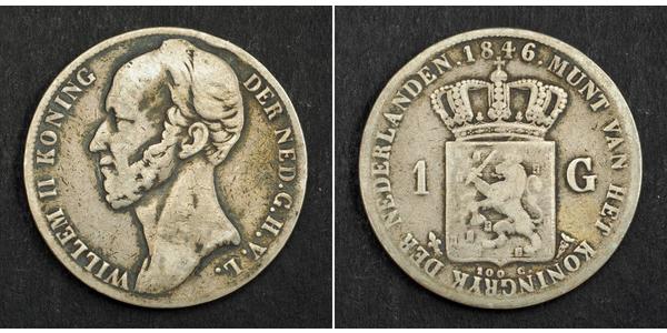 1 Gulden 荷兰王国 銀 威廉二世 (尼德兰)