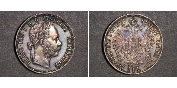 1 Gulden / 1 Florin Autriche-Hongrie (1867-1918) Argent Franz Joseph I (1830 - 1916)