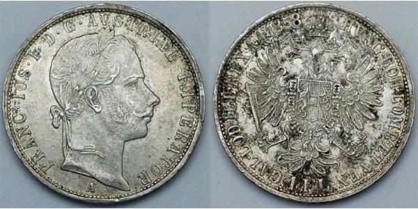 1 Gulden / 1 Florin Impero austriaco (1804-1867) Argento Franz Joseph I (1830 - 1916)
