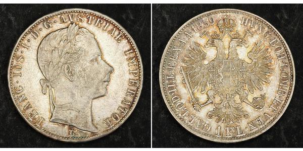 1 Gulden / 1 Florin Impero austriaco (1804-1867) Argento Franz Joseph I (1830 - 1916)