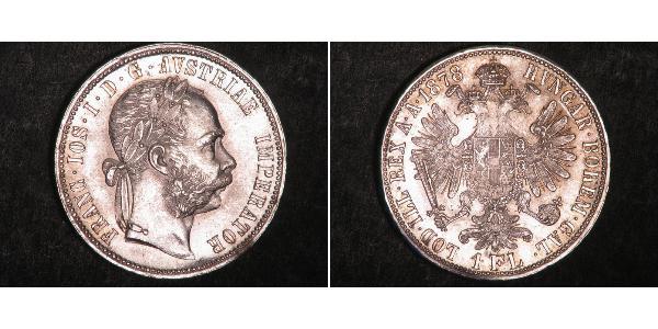 1 Gulden / 1 Florin Imperio austrohúngaro (1867-1918) Plata Franz Joseph I (1830 - 1916)