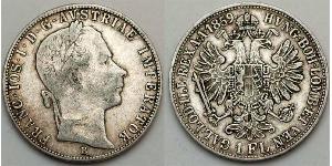 1 Gulden / 1 Florin Imperio austríaco (1804-1867) Plata Franz Joseph I (1830 - 1916)