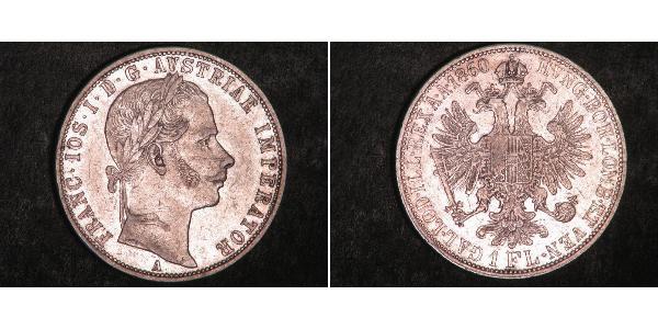 1 Gulden / 1 Florin Imperio austríaco (1804-1867) Plata Franz Joseph I (1830 - 1916)