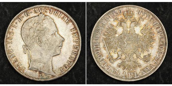 1 Gulden / 1 Florin Imperio austríaco (1804-1867) Plata Franz Joseph I (1830 - 1916)