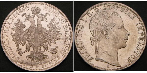 1 Gulden / 1 Florin Imperio austríaco (1804-1867) Plata Franz Joseph I (1830 - 1916)