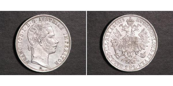 1 Gulden / 1 Florin Imperio austríaco (1804-1867) Plata Franz Joseph I (1830 - 1916)