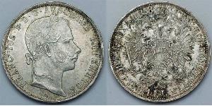 1 Gulden / 1 Florin Kaisertum Österreich (1804-1867) Silber Franz Joseph I (1830 - 1916)