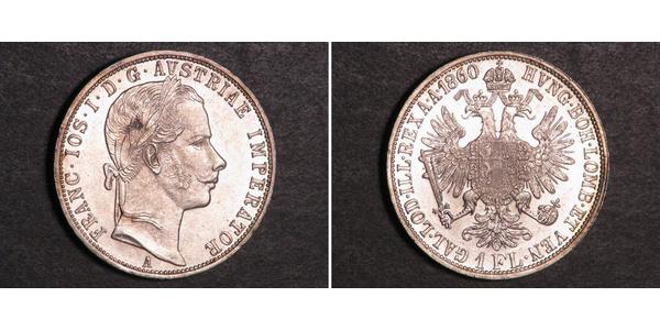 1 Gulden / 1 Florin Kaisertum Österreich (1804-1867) Silber Franz Joseph I (1830 - 1916)