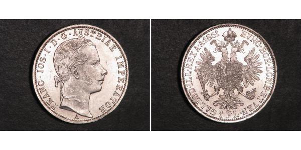1 Gulden / 1 Florin Austrian Empire (1804-1867) Silver Franz Joseph I (1830 - 1916)
