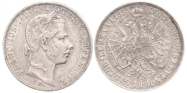 1 Gulden / 1 Florin Austrian Empire (1804-1867) Silver Franz Joseph I (1830 - 1916)