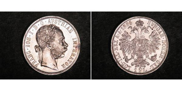 1 Gulden / 1 Florin 奥匈帝国 (1867 - 1918) 銀 弗朗茨·约瑟夫一世 (1830 - 1916)