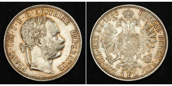 1 Gulden / 1 Florin 奥匈帝国 (1867 - 1918) 銀 弗朗茨·约瑟夫一世 (1830 - 1916)