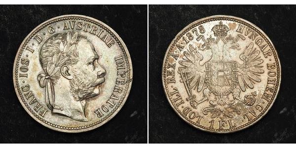 1 Gulden / 1 Florin 奥匈帝国 (1867 - 1918) 銀 弗朗茨·约瑟夫一世 (1830 - 1916)