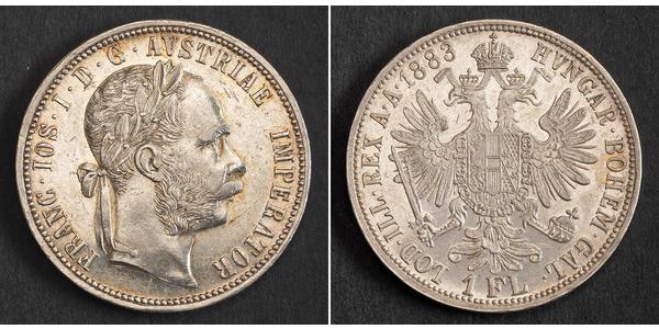 1 Gulden / 1 Florin 奥匈帝国 (1867 - 1918) 銀 弗朗茨·约瑟夫一世 (1830 - 1916)