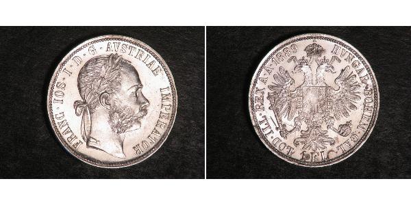 1 Gulden / 1 Florin 奥匈帝国 (1867 - 1918) 銀 弗朗茨·约瑟夫一世 (1830 - 1916)