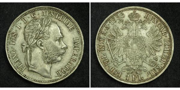 1 Gulden / 1 Florin 奥匈帝国 (1867 - 1918) 銀 弗朗茨·约瑟夫一世 (1830 - 1916)