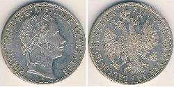 1 Gulden / 1 Florin 奧地利帝國 (1804 - 1867) 銀 弗朗茨·约瑟夫一世 (1830 - 1916)