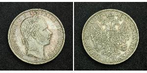 1 Gulden / 1 Florin 奧地利帝國 (1804 - 1867) 銀 弗朗茨·约瑟夫一世 (1830 - 1916)