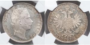 1 Gulden / 1 Florin 奧地利帝國 (1804 - 1867) 銀 弗朗茨·约瑟夫一世 (1830 - 1916)