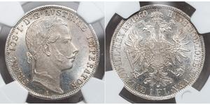 1 Gulden / 1 Florin 奧地利帝國 (1804 - 1867) 銀 弗朗茨·约瑟夫一世 (1830 - 1916)