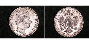 1 Gulden / 1 Florin 奧地利帝國 (1804 - 1867) 銀 弗朗茨·约瑟夫一世 (1830 - 1916)