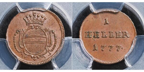 1 Heller 奥地利历史 (1156 - 1806) 銅 玛丽亚·特蕾西亚 (1717 - 1780)