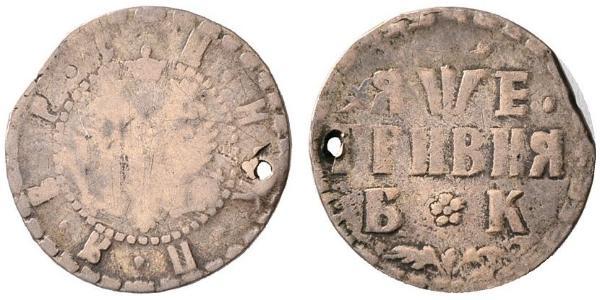 1 Hryvnia Zarato Russo (1547-1721) Argento Pietro I di Russia(1672-1725)