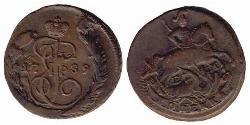1 Kopeck 俄罗斯帝国 (1721 - 1917) 銅 叶卡捷琳娜二世 (1729-1796)