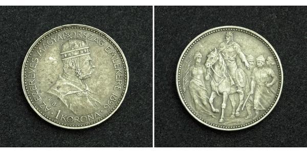 1 Korona Imperio austrohúngaro (1867-1918) Plata Franz Joseph I (1830 - 1916)