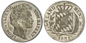 1 Kreuzer Royaume de Bavière (1806 - 1918) Argent Louis Ier de Bavière(1786 – 1868)