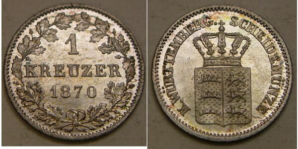 1 Kreuzer Royaume de Wurtemberg (1806-1918) Argent 