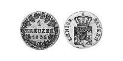 1 Kreuzer Regno di Baviera (1806 - 1918) Argento Ludovico I di Baviera (re)(1786 – 1868)