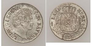 1 Kreuzer Regno di Baviera (1806 - 1918) Argento Ludovico I di Baviera (re)(1786 – 1868)