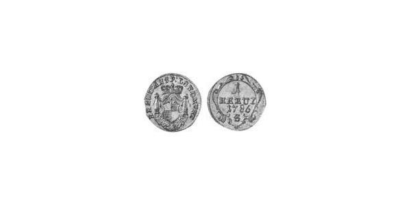 1 Kreuzer Principality of Ansbach (1398–1792) Billon Charles Alexander, Margrave of Brandenburg-Ansbach (1736 – 1806)