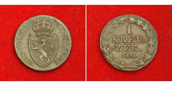 1 Kreuzer Ducado de Nassau (1806 - 1866) Cobre 